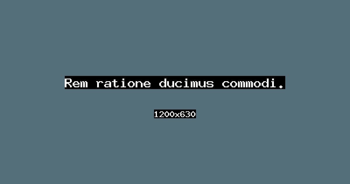 Rem ratione ducimus commodi.
