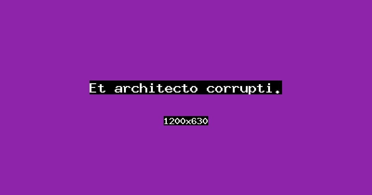Et architecto corrupti.