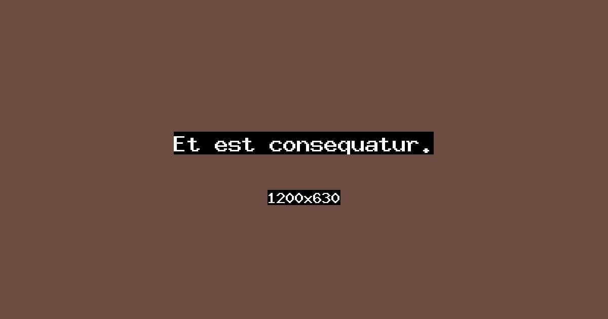 Et est consequatur.
