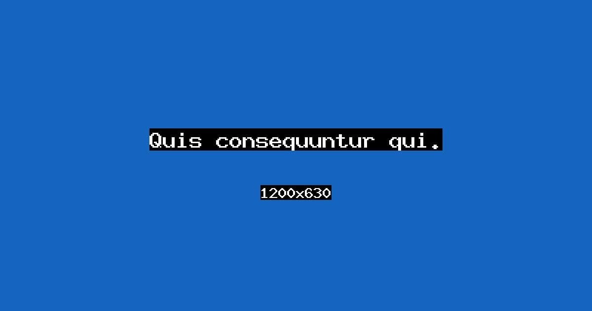 Quis consequuntur qui.