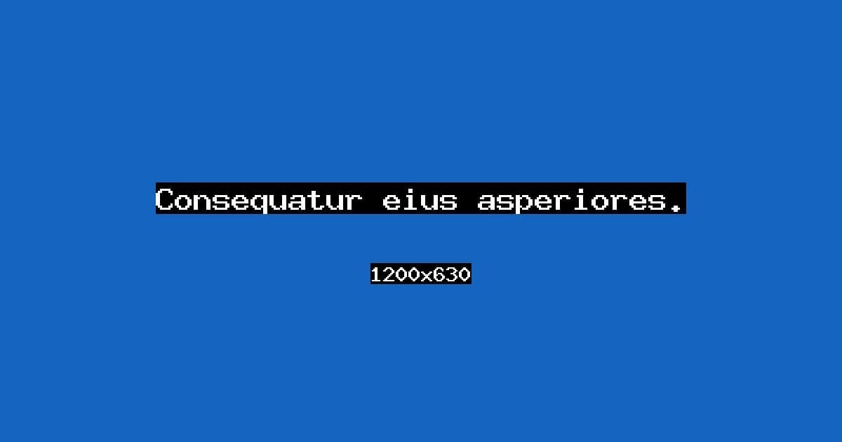 Consequatur eius asperiores.