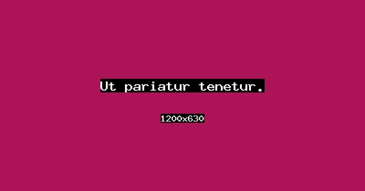 Ut pariatur tenetur.